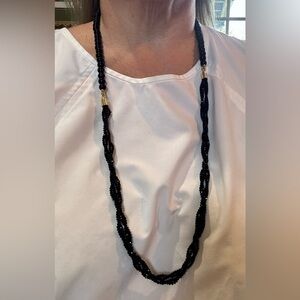 Talbots Black Beaded Necklace 37” with 3” Extender